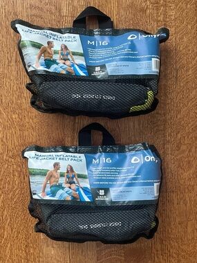 Lot of 2 Onyx M-16 Series Manual Inflatable Life Jacket Belt Packs PFD Grey NEW